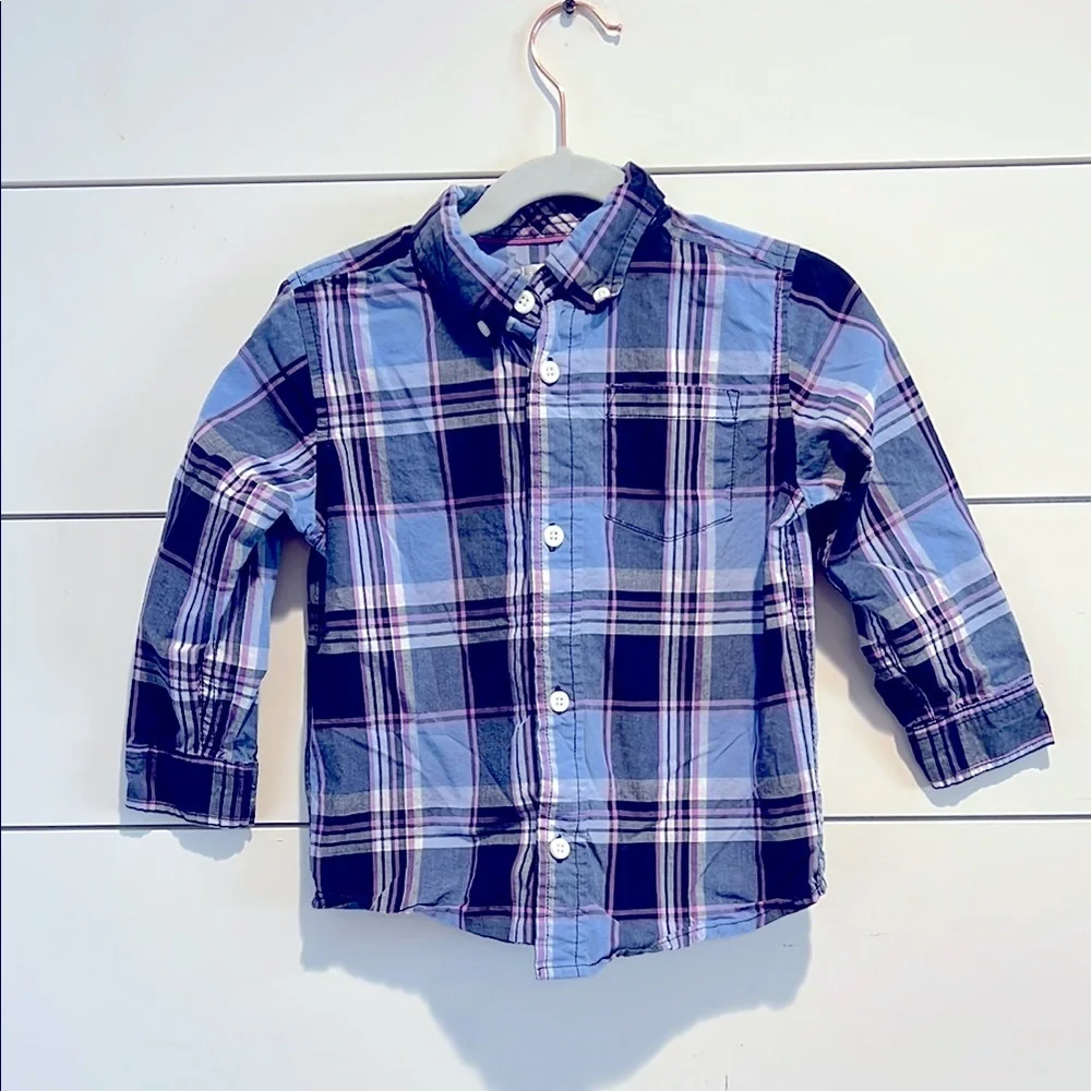 Gymboree Boys Plaid dress up Shirt - Blue and Purple